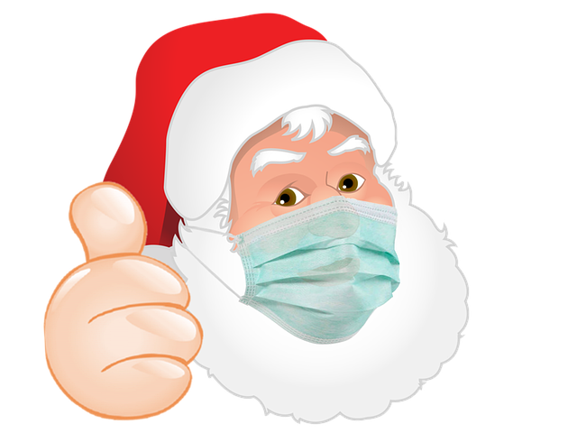 Weihnachtsmann mit Mundschutz-Maske